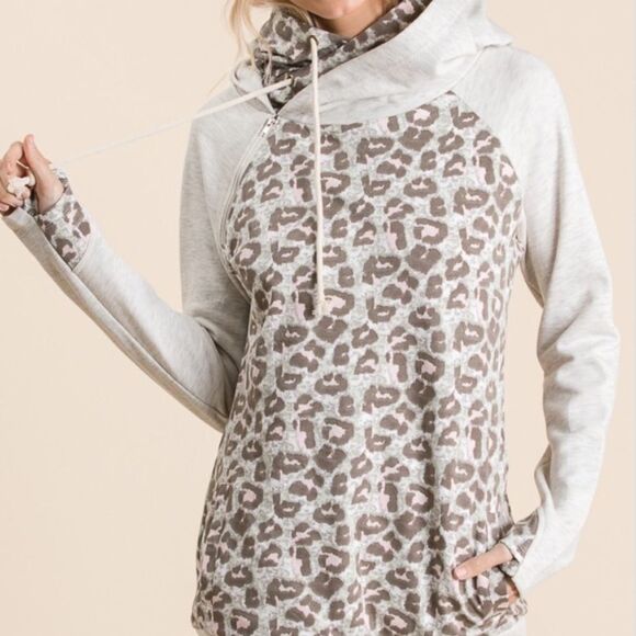 Vanilla Bay Leopard Hoodie` - Picture 2 of 3